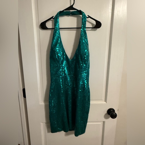 Dresses & Skirts - Sparkling Teal Halter Mini Dress
